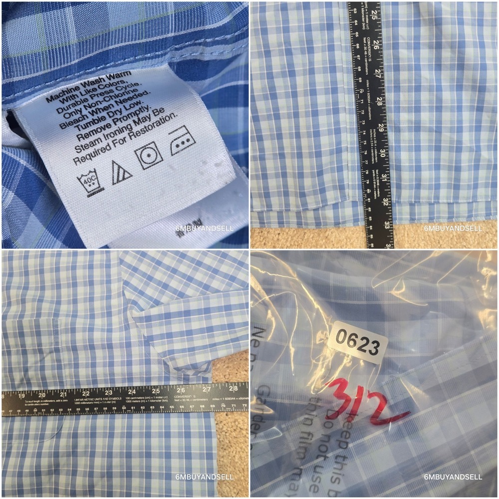 Eddie Bauer Mens XXL Tall Blue Plaid Short Sleeve Button Up Relaxed Fit Shirt - Picture 5 of 12
